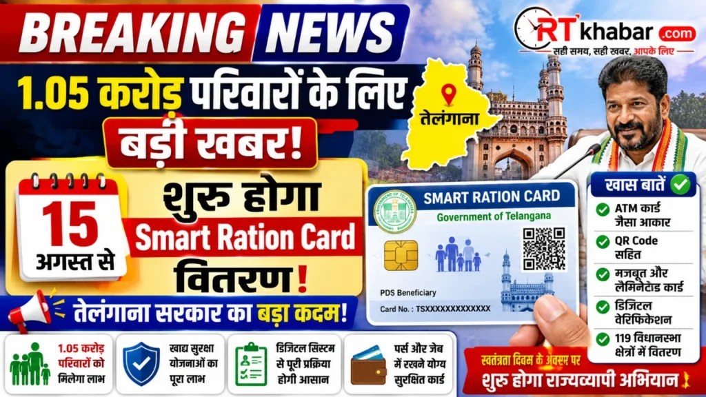 तेलंगाना सरकार का बड़ा ऐलान! 15 अगस्त से बांटे जाएंगे 1.05 करोड़ Smart Ration Card